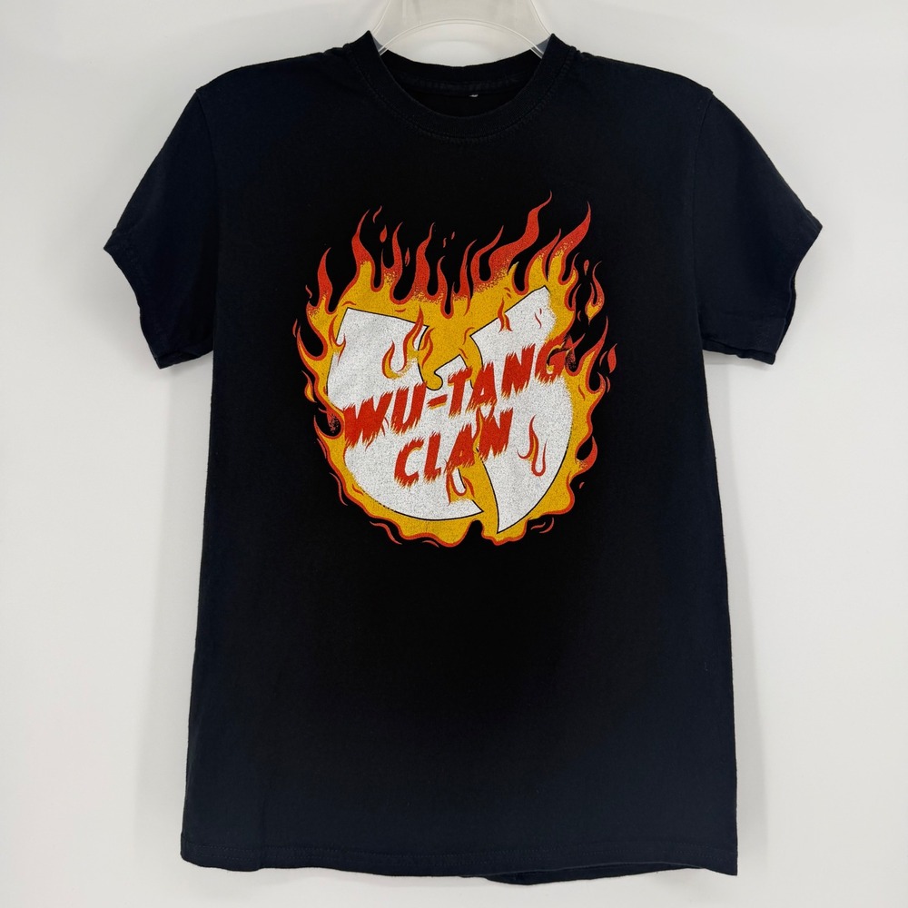 Wu-Tang Clan Flaming Logo Graphic T-Shirt Mens Small Black Hip Hop Rap Tee